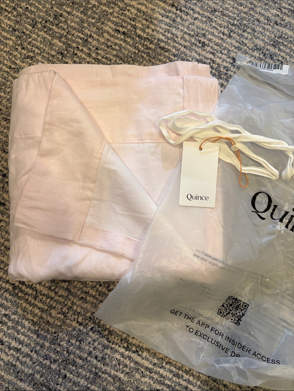 Quince Vintage Blush Pink Linen Curtain Panel 48x96